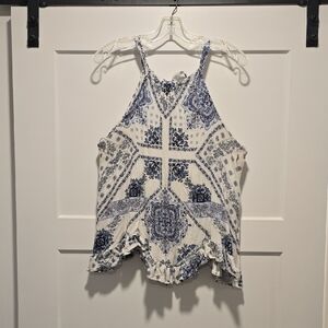Maurices White and Blue Paisley Halter Camisole